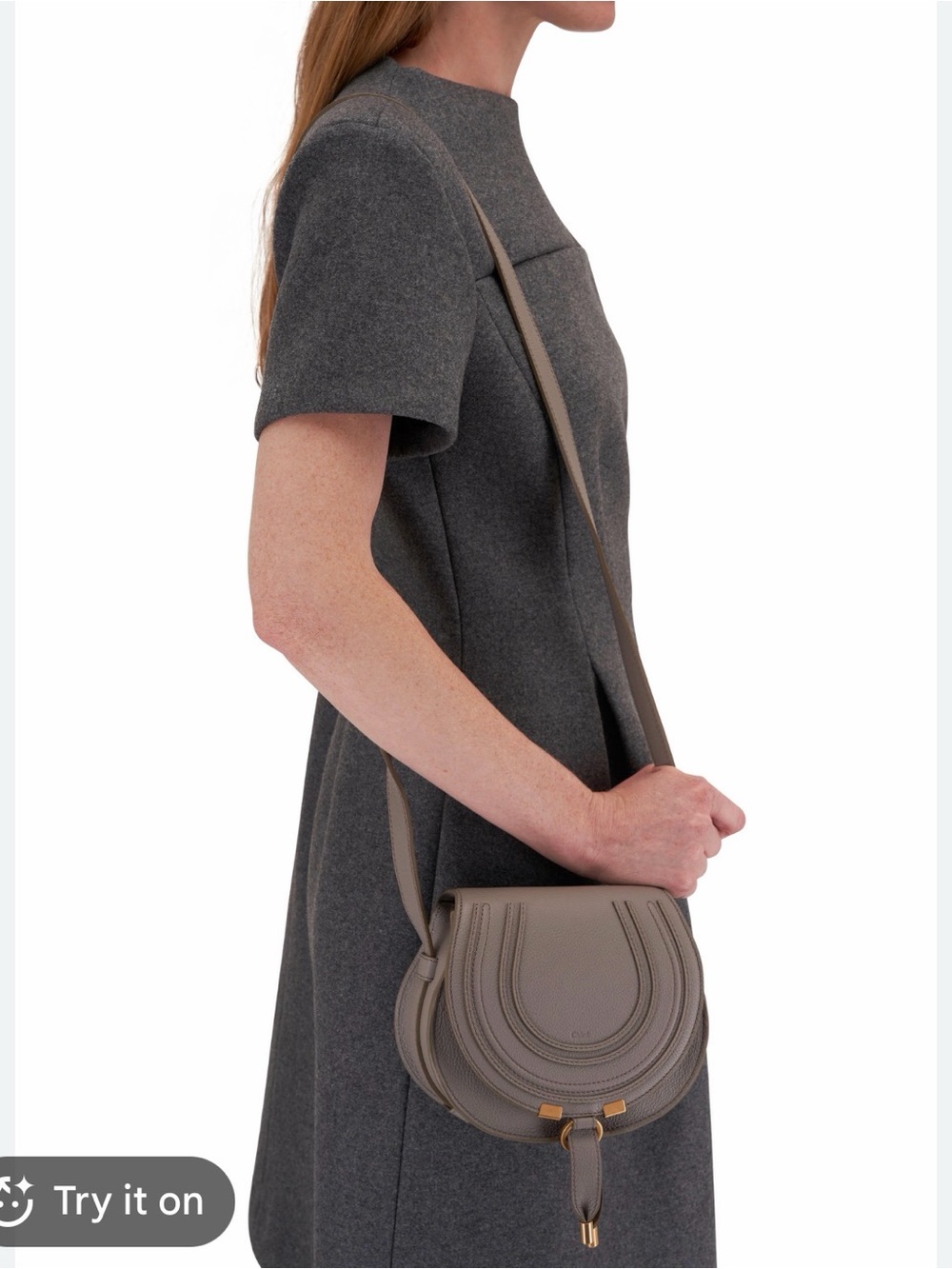Chloe Small Marcie Saddle Bag in cashmere Gray like new - Picture 6 of 16